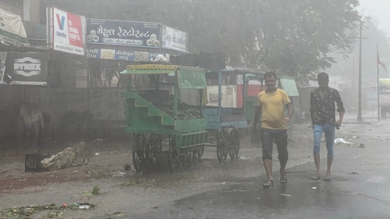 "Forty-five villages in Naliya tehsil of Kutch district plunged into darkness after electricity cables were snapped and poles got uprooted due to the cyclone," the official said.&nbsp;(PTI)