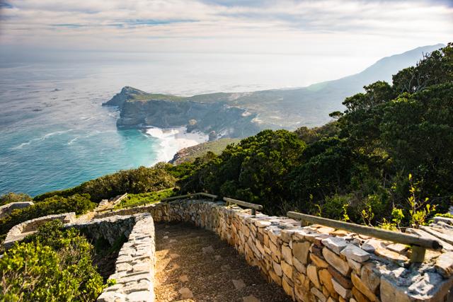 Stones steps going to the rocks cliffs at the Cape of Good Hope in South Africa. (Shutterstock) Stones steps going to the rocks cliffs at the Cape of Good Hope in South Africa. (Shutterstock)