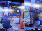 The image shows the knife-wielding robber who was locked inside a store by the shopkeeper of the place. The image shows the knife-wielding robber who was locked inside a store by the shopkeeper of the place.