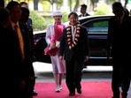 Japan's Emperor Naruhito (C) and Empress Masako in Jakarta.