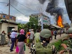 Unidentified miscreants torch two houses belonging to a particular community to retaliate the killing of nine civilians by Kuki militants, in Manipur. Unidentified miscreants torch two houses belonging to a particular community to retaliate the killing of nine civilians by Kuki militants, in Manipur.