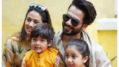 Actor Shahid Kapoor with wife Mira and kids- son Zain and daughter Misha. Actor Shahid Kapoor with wife Mira and kids- son Zain and daughter Misha.