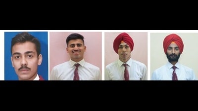 Four cadets (from left) Armaandeep Singh Sodhi, Harshit Bakshi , Ishan Bakshi and Manraj Singh Sahni of the Maharaja Ranjit Singh Armed Forces Preparatory Institute (AFPI), Mohali, have been commissioned into the Indian Air Force