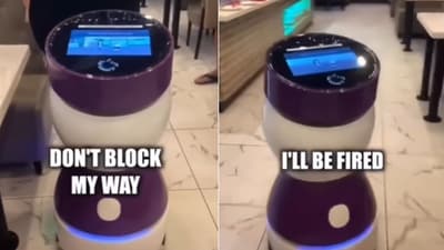The image shows a robot’s interaction with a customer. (Screengrab) The image shows a robot’s interaction with a customer. (Screengrab)