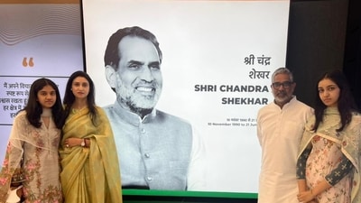 Neeraj Shekhar (second from right) with his family (Image courtesy: twitter.com/MPNeerajShekhar) Neeraj Shekhar (second from right) with his family (Image courtesy: twitter.com/MPNeerajShekhar)