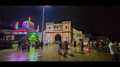 Security personnel deployed after clashes erupted over Junagadh municipal corporation’s demolition notice to a dargah situated near the Majewadi Gate, in Junagadh district on Friday night. (PTI) Security personnel deployed after clashes erupted over Junagadh municipal corporation’s demolition notice to a dargah situated near the Majewadi Gate, in Junagadh district on Friday night. (PTI)