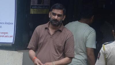 Thane, India - June, 17, 2023: Vinay pandye An autorickshaw driver from Thane attempted to kill himself by pouring kerosene on him in front of CM's house in Thane ,in Thane, in Mumbai, India, on,Satuday, June, 17, 2023. ( Praful Gangurde / HT Photo )