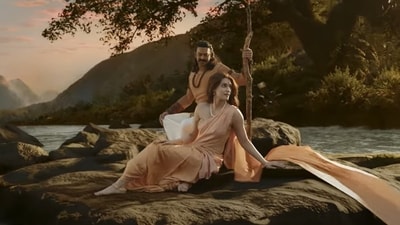 Prabhas and Kriti Sanon in a still from Adipurush. Prabhas and Kriti Sanon in a still from Adipurush.