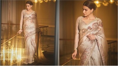 Kriti adorns a stunning saree from renowned fashion designer Tarun Tahiliani, with a price tag of <span class='webrupee'>₹</span>114,900, adding a touch of luxury to her ensemble. (Instagram/@sukritigrover) Kriti adorns a stunning saree from renowned fashion designer Tarun Tahiliani, with a price tag of <span class='webrupee'>₹</span>114,900, adding a touch of luxury to her ensemble. (Instagram/@sukritigrover)