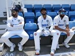 KS Bharat and Mohammed Shami share a light moment as India captain Rohit Sharma looks on during the ICC World Test Championship final KS Bharat and Mohammed Shami share a light moment as India captain Rohit Sharma looks on during the ICC World Test Championship final