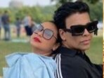 Karan Johar with Rani Mukerji in a park (left); Alia Bhatt on Rocky Aur Rani Kii Prem Kahaani poster. Karan Johar with Rani Mukerji in a park (left); Alia Bhatt on Rocky Aur Rani Kii Prem Kahaani poster.
