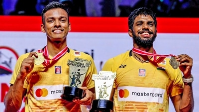 Satwiksairaj Rankireddy and Chirag Shetty pose for a photo with their medals and awards after defeating Malaysia's Aaron Chia and Wooi Yik Soh (BAI Media Twitter) Satwiksairaj Rankireddy and Chirag Shetty pose for a photo with their medals and awards after defeating Malaysia's Aaron Chia and Wooi Yik Soh (BAI Media Twitter)