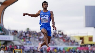 The 24-year-old Sreeshankar's jump was just 1cm shy of Jeswin Aldrin's national record of 8.42m set earlier this year. (AP) The 24-year-old Sreeshankar's jump was just 1cm shy of Jeswin Aldrin's national record of 8.42m set earlier this year. (AP)