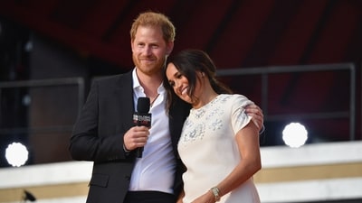 Lady Colin Campbell accuses Meghan Markle of orchestrating Prince Harry's press war, targeting Piers Morgan. (AFP) Lady Colin Campbell accuses Meghan Markle of orchestrating Prince Harry's press war, targeting Piers Morgan. (AFP)