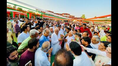 Haryana ex-chief minister Bhupinder Singh Hooda at a public meeting in Panipat on Sunday. (HT photo) Haryana ex-chief minister Bhupinder Singh Hooda at a public meeting in Panipat on Sunday. (HT photo)