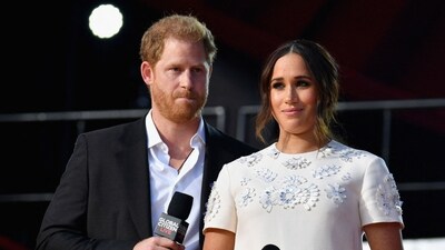 Prince Harry and Meghan Markle speak during the 2021 Global Citizen Live festival at the Great Lawn, Central Park (Photo by Angela Weiss / AFP) (AFP) Prince Harry and Meghan Markle speak during the 2021 Global Citizen Live festival at the Great Lawn, Central Park (Photo by Angela Weiss / AFP) (AFP)