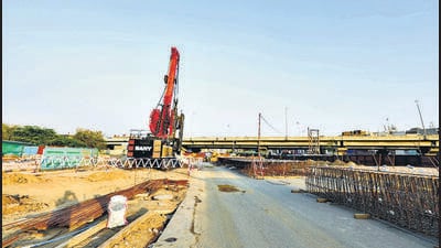 The under-construction Aerocity Metro station will fall on the newly drawn Silver Line. (HT Photo) The under-construction Aerocity Metro station will fall on the newly drawn Silver Line. (HT Photo)