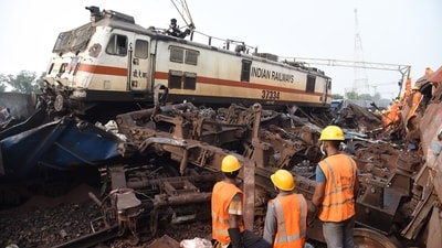 NDRF personnel during a rescue operation after three trains that collided with each other in Odisha's Balasore NDRF personnel during a rescue operation after three trains that collided with each other in Odisha's Balasore