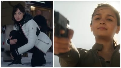 Gal Gadot and Alia Bhatt in stills from Heart of Stone trailer. Gal Gadot and Alia Bhatt in stills from Heart of Stone trailer.