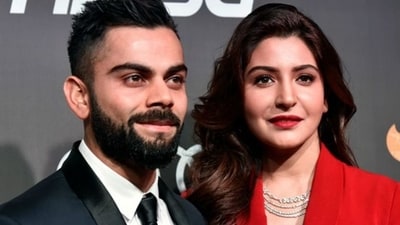 Former India captain Virat Kohli with wife and Bollywood actress Anushka Sharma