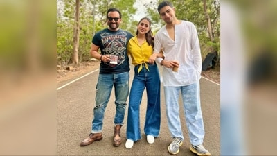 Sara Ali Khan's Instagram picture with Saif and Ibrahim showcases their impeccable style in chic denim looks, leaving fans captivated. (Instagram/@saraalikhan95) Sara Ali Khan's Instagram picture with Saif and Ibrahim showcases their impeccable style in chic denim looks, leaving fans captivated. (Instagram/@saraalikhan95)