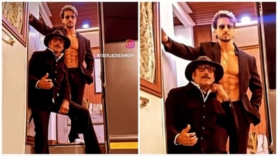 Tiger Shroff shared a candid video with Jackie Shroff on Father's Day. It was from the day they shot together and posed outside their vanity van. He wrote, “Happy dads day daddy. @apnabhidu Love you so much, bless you.” Tiger Shroff shared a candid video with Jackie Shroff on Father's Day. It was from the day they shot together and posed outside their vanity van. He wrote, “Happy dads day daddy. @apnabhidu Love you so much, bless you.”