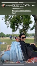 Karan posted a photo also featuring Rani Mukerji.