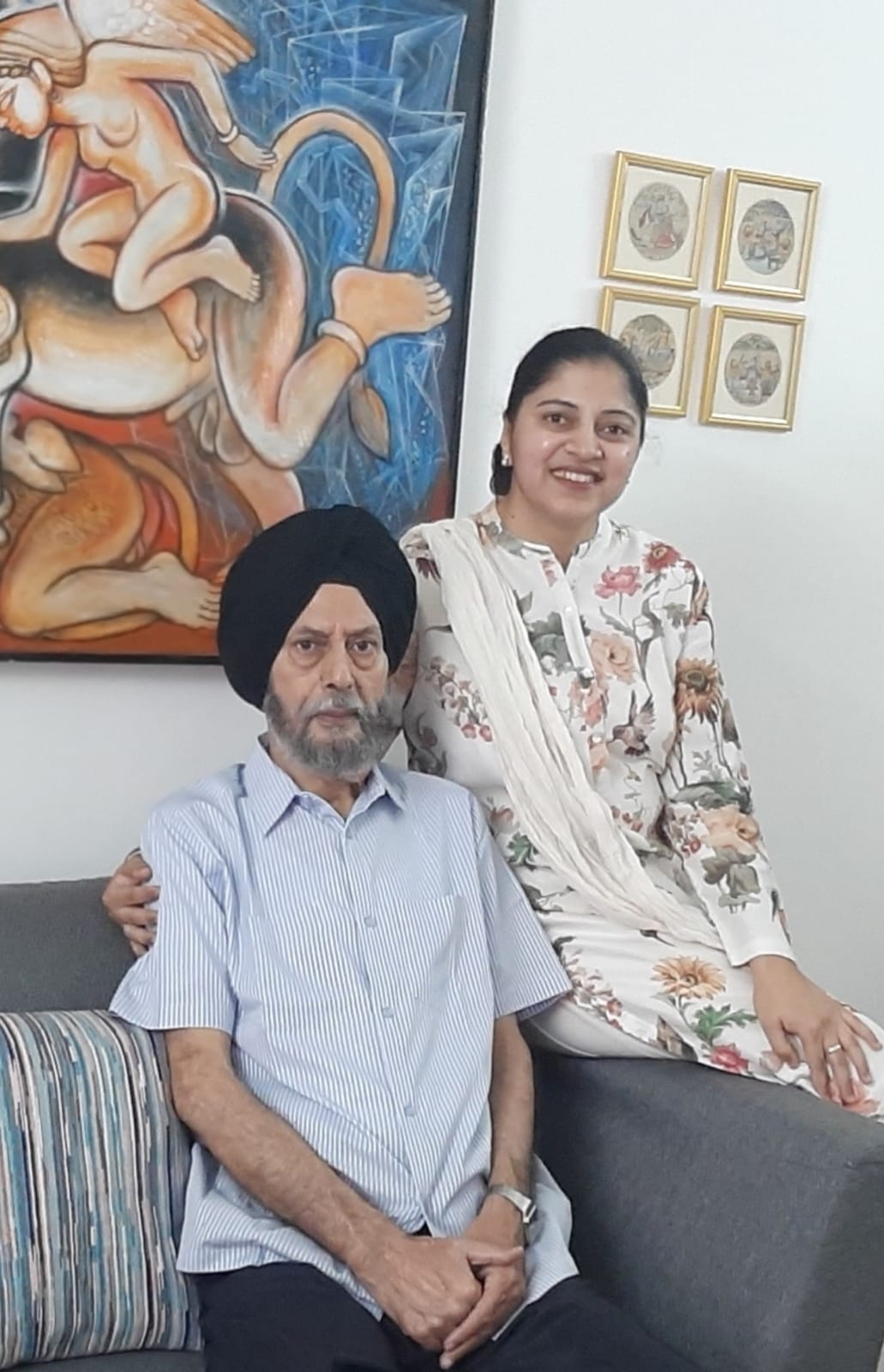 Artist Kavita Singh with her father Satwant Singh (HT Photo) Artist Kavita Singh with her father Satwant Singh (HT Photo)