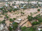 A flooded village in Rajasthan after cyclone Biparjoy brought strong rain with it A flooded village in Rajasthan after cyclone Biparjoy brought strong rain with it