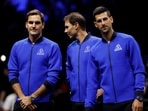 Roger Federer, Rafael Nadal, and Novak Djokovic during the Laver Cup 2022
