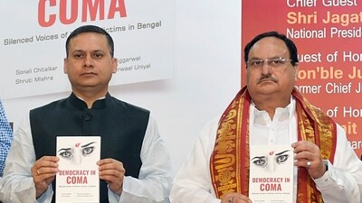 Bharatiya Janata Party (BJP) National President JP Nadda with BJP Technology Department in charge Amit Malviya during the Book Launch of “Democracy in Coma”- Silenced Voices of Women Victims in Bengal, (ANI) Bharatiya Janata Party (BJP) National President JP Nadda with BJP Technology Department in charge Amit Malviya during the Book Launch of “Democracy in Coma”- Silenced Voices of Women Victims in Bengal, (ANI)