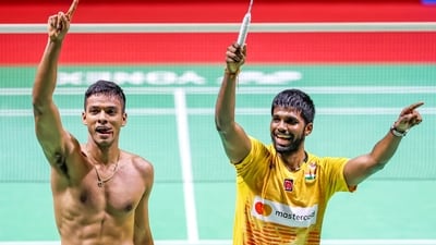 Satwiksairaj Rankireddy and Chirag Shetty celebrate after defeating Malaysia's Aaron Chia and Wooi Yik Soh (BAI Media Twitter) Satwiksairaj Rankireddy and Chirag Shetty celebrate after defeating Malaysia's Aaron Chia and Wooi Yik Soh (BAI Media Twitter)