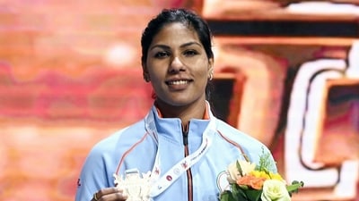 Bhavani Devi poses for a photo with her bronze medal at the Asian Fencing Championships 2023 in Wuxi (C A Bhavani Devi Twitter)