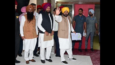 Chief minister Bhagwant Mann in Chandigarh on Monday. (Ravi Kumar/HT)