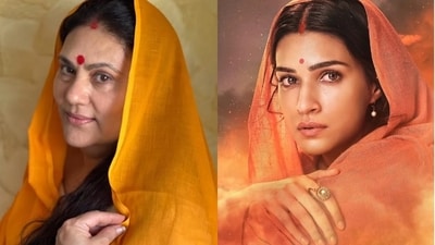 Dipika Chikhlia and Kriti Sanon as Sita in a video and in a still from Adipurush, respectively. Dipika Chikhlia and Kriti Sanon as Sita in a video and in a still from Adipurush, respectively.