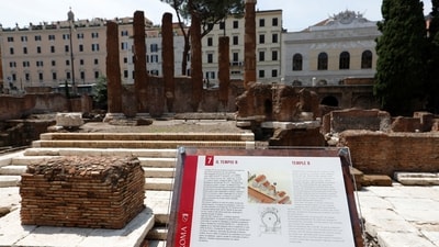 General view shows the archaeological area of Largo Argentina a day before it reopens to the public after restoration, in Rome, Italy June 19, 2023. (Reuters)