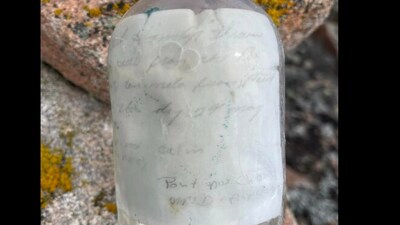 A man from Canada stumbled upon a message in a bottle. (Facebook/@Trudy Shattler Mckinnon) A man from Canada stumbled upon a message in a bottle. (Facebook/@Trudy Shattler Mckinnon)