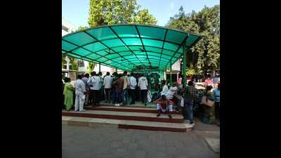 People waiting to get an OPD ticket at the Lari Cardiology in Lucknow on Monday (HT Photo) People waiting to get an OPD ticket at the Lari Cardiology in Lucknow on Monday (HT Photo)