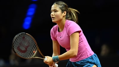 Britain's Emma Raducanu in action (REUTERS)