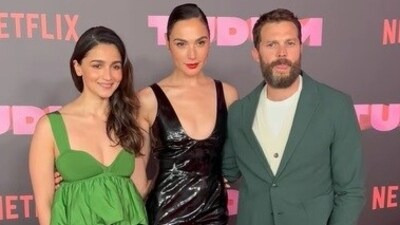 Alia Bhatt, Gal Gadot and Jamie Dornan at Tudum event. Alia Bhatt, Gal Gadot and Jamie Dornan at Tudum event.