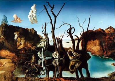 Swans reflecting Elephants by Dali (Dalipaintings)