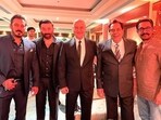 Anupam Kher poses with Salman Khan, Sunny Deol, Dharmendra and Aamir Khan. Anupam Kher poses with Salman Khan, Sunny Deol, Dharmendra and Aamir Khan.