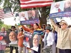 Members of the Indian diaspora in Washington. (PTI) Members of the Indian diaspora in Washington. (PTI)