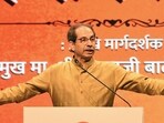 Shiv Sena UBT chief Uddhav Thackeray during a celebration of the 57th anniversary of Shiv Sena at Sanmukthanand Hall, in Mumbai on Monday. Shiv Sena UBT chief Uddhav Thackeray during a celebration of the 57th anniversary of Shiv Sena at Sanmukthanand Hall, in Mumbai on Monday.