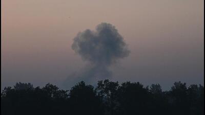 A cloud of smoke after a night drone strike in the western Ukrainian city of Lviv on Tuesday. (AFP) A cloud of smoke after a night drone strike in the western Ukrainian city of Lviv on Tuesday. (AFP)