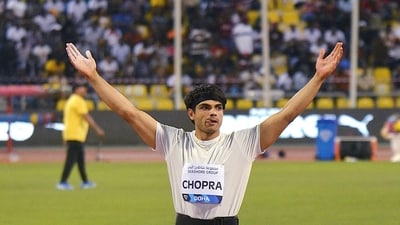 Olympic champion javelin thrower Neeraj Chopra wins gold with massive throw 88.67m during the Doha Diamond League in Doha (Neeraj Chopra Twitter)