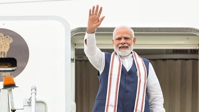 Prime Minister Narendra Modi emplanes for his USA visit on Tuesday. (PMO Twitter) Prime Minister Narendra Modi emplanes for his USA visit on Tuesday. (PMO Twitter)