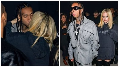 Avril Lavigne with boyfriend Tyga at Paris Fashion Week event. (Image Credit: Getty Images) Avril Lavigne with boyfriend Tyga at Paris Fashion Week event. (Image Credit: Getty Images)