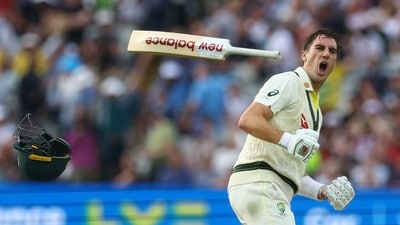The match went down to around the last two overs and Cummins took Australia over the line with a four.&nbsp; (Action Images via Reuters)