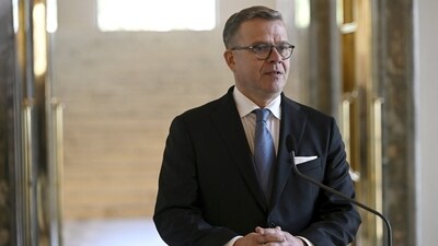 Finland's National Coalition Party Chair Petteri Orpo holds his press conference at the Finnish Parliament after the parliament elected him as the new prime minister, in Helsinki, Finland. (REUTERS)